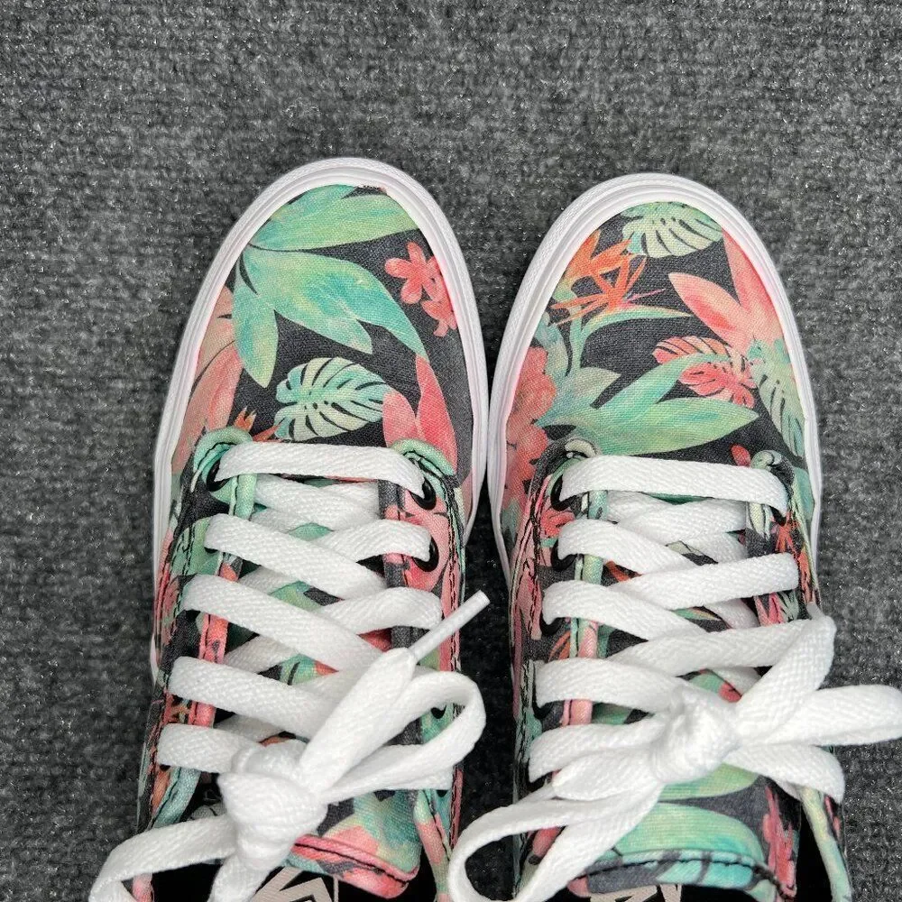 Vans Shoes Womens Size 8 Red Green Black Floral Print Low Athletic Skate Sneakes